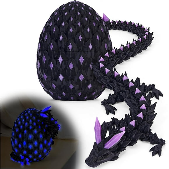 3D Printed Dragon Eggs Mystery Dragon Egg Glow in The Dark Articulated Animals Fidget Toy Crystal 3D Print Dinosaur Eggs for Kids Boys Girls Home Decor