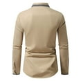 thumbnail image 4 of Stamzod Dressy Shirts for Men Fashion Solid Color Summer Long Sleeve Stretch Wrinkle-Free formal Shirt Business Casual Button Down Shirts Khaki M, 4 of 6