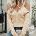 thumbnail image 4 of TMOYZQ Sweaters for Women Casual Fall V Neck Cold Shoulder Long Sleeve Sweater Cut Out Knit Pullover Top Fashion Solid Color Sweaters Tops, 4 of 6