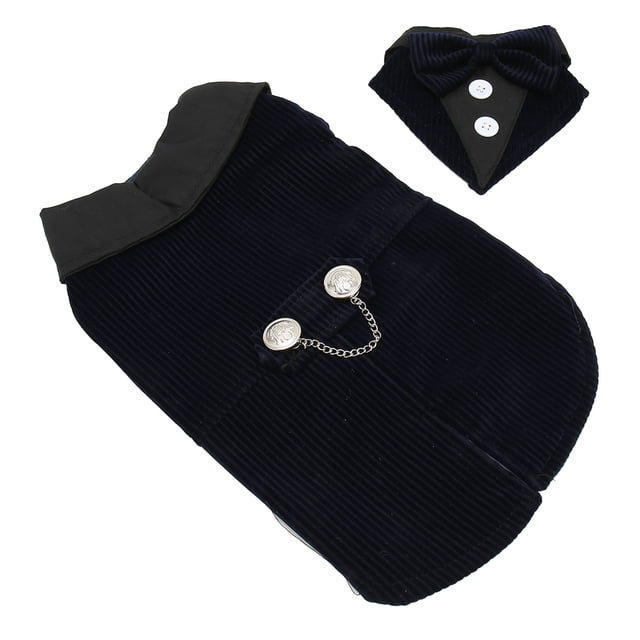Traje para perros Bling Bling esmoquin formal de fiesta de boda con pajarita Desmontable Azul Marino M
