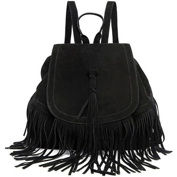 DBDlailai Women Backpack Purse Suede Fringed Tassel Shoulder Bag Fashion PU Leather Travel Bag Daypacks Purse