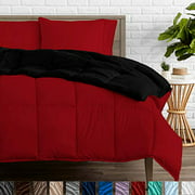Bare Home Ultra-Soft Premium 1800 Series Goose Down Alternative Reversible Comforter - Hypoallergenic - All Season - Plush Fiberfill, Twin Extra Long (Twin/Twin XL, Black/Red)