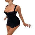 thumbnail image 4 of EIMELI Femmes Sans Manches Robe Bodycon Été Dentelle Garniture Bandage Froncé Fente Partie Mini Robe pour Cocktail Discothèque Plage, 4 of 6