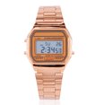 thumbnail image 1 of Reloj de pulsera rectangular Bling Bling Acero inoxidable Oro rosa, 1 of 14