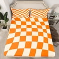 thumbnail image 2 of Feelyou Moder Square Abstract Full Size Sheets for Kids, Chic Orange Plaid Bed Sheets, Pixelated Blocks Miners Sheet Sets, Ultra Soft Bedroom Decor, 4-Piece, 2 of 7