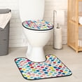 thumbnail image 2 of PhooArto Toilet Lid Cover and U-Shaped Toilet Floor Mat Set of 2 Pieces, Polka Dots Colorful Pattern Toilet Mat Set, Machine Washable Seat Covers Non-Slip Absorbent Rugs, 2 of 6