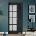 thumbnail image 3 of Sliding French Pocket Door with Frosted Glass | Veregio 7412 Antracite | Kit Trims Rail Hardware | Solid Wood Interior Bedroom Sturdy Doors-32" x 80", 3 of 6