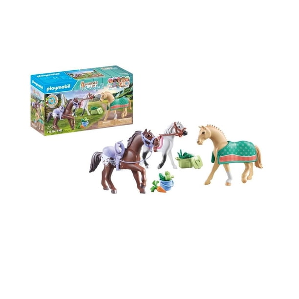 Set de Juego Playmobil Tres Caballos con sillas 28 Piezas