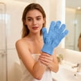 thumbnail image 3 of Lunxisen 4 Pcs Exfoliating Dual Texture Bath Gloves for Shower, Spa, Massage and Body Scrubs, Dead Skin Cell Remover, Gloves with Hanging Loop, 3 of 8