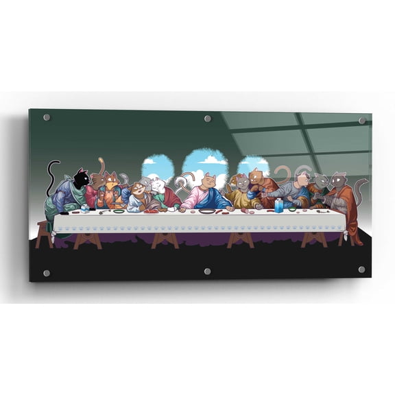Epic Art 'The Cat's Last Supper' Acrylic Glass Wall Art, 24"x12"