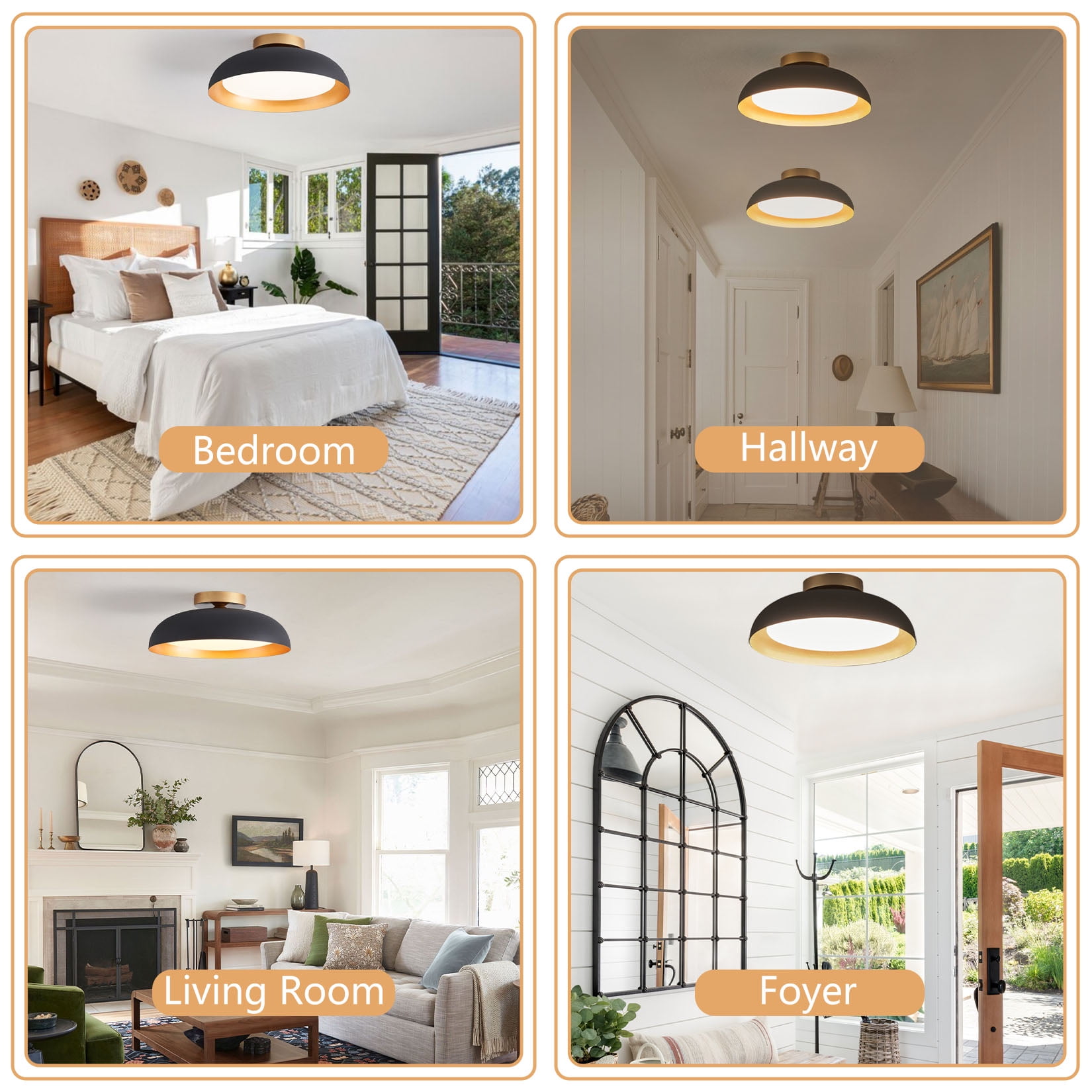 BESTOMINE Flush Mount Ceiling Light,12.5 inch Ceiling Lighting Fixture,Mid Century Light Fixtures Ceiling Mount,5CCT Dimmable/2700K-6000K/20W,Kitchen Lighting Fixtures Ceiling
