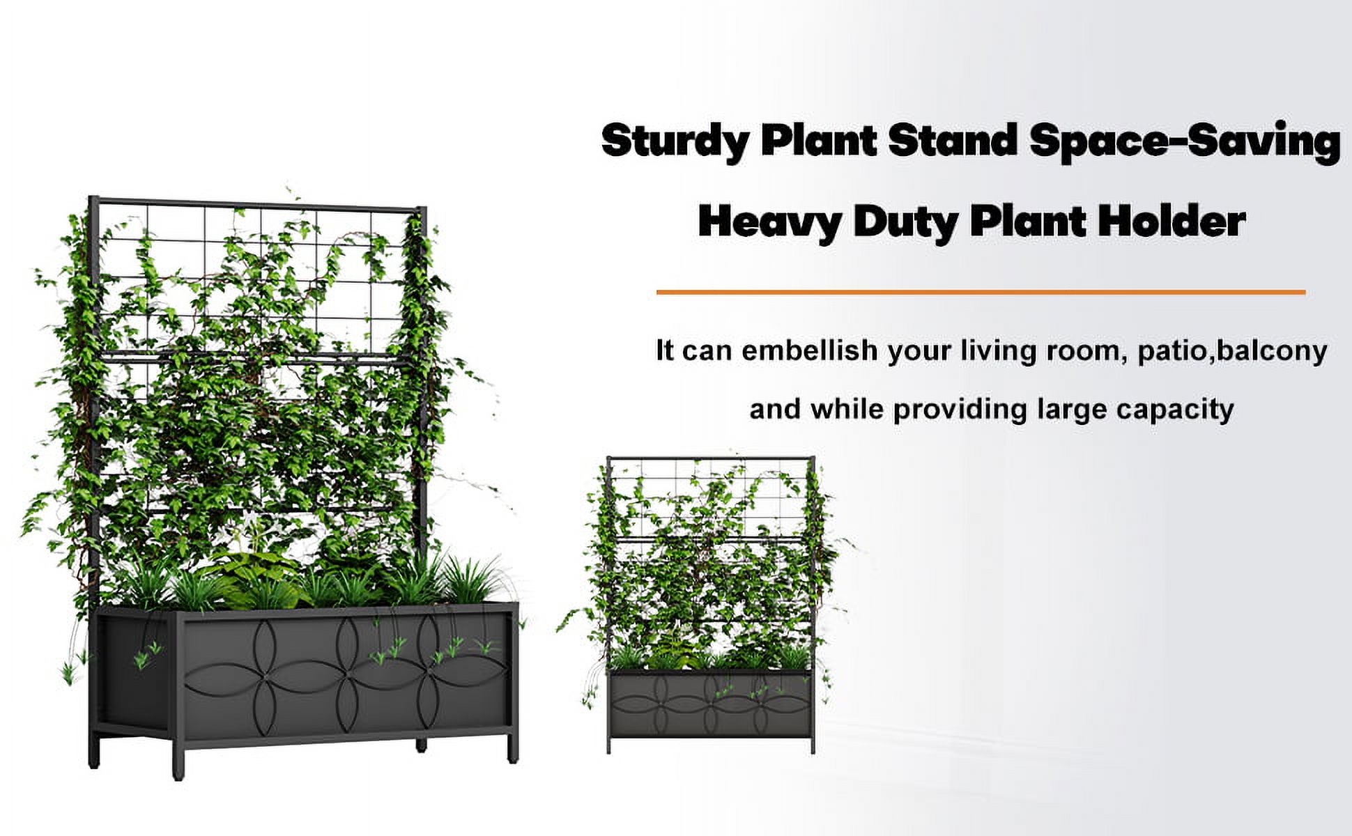 Zhongma Sturdy Raised Garden Bed with Trellis {15.75 x 35.43 x 48.8 in) for Vegetables Flower, Planter Box for Backyard Patio Balcony