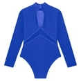 thumbnail image 6 of Sholeno Kids Girls Long Sleeve Ballet Dance Leotard Mock Neck Rhinestones Dance Bodysuit Gymnastics Blue 8, 6 of 7