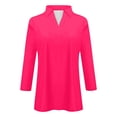 thumbnail image 5 of Cqxid Shirts for Women Women's Fashion Shirt Collared 3/4 Length Sleeve Solid Color Blouse Summer 2025 V Neck Business Work Tops Cute Trendy Blouses Fashion Basic Tees, 5 of 5