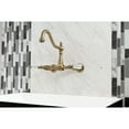 thumbnail image 2 of Kingston Brass KS1243WLL Wilshire Double-Handle Wall-Mount Bridge Kitchen Faucet, Antique Brass, 2 of 8