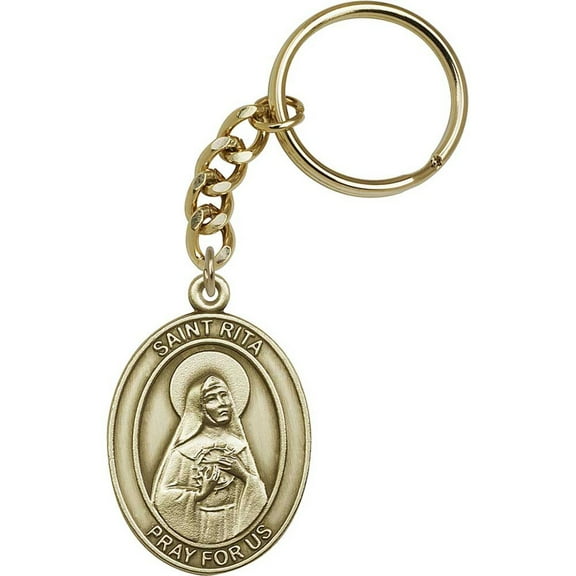 Antique Gold St. Rita of Cascia Keychain