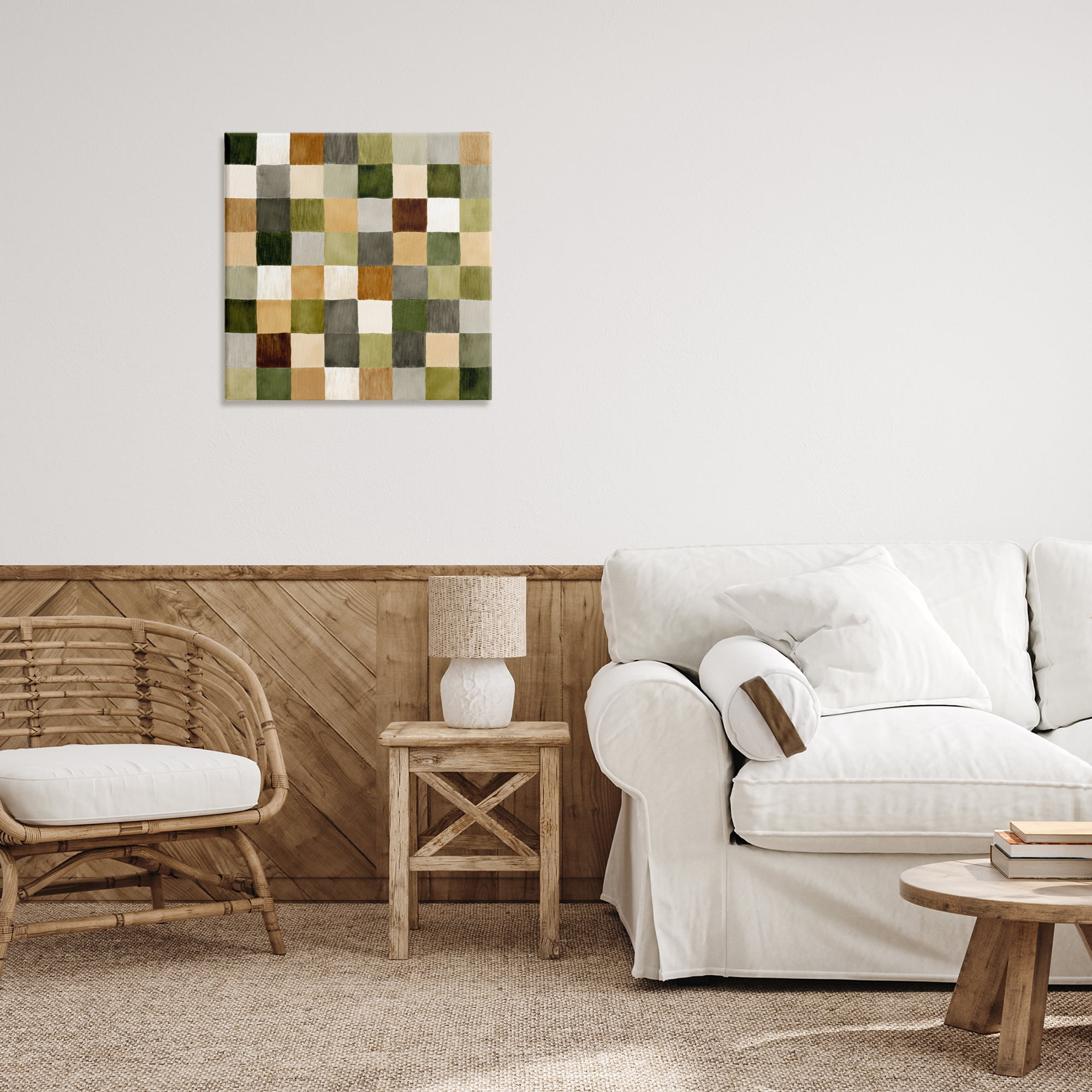 Stupell Industries Checkered Earth Tones Canvas Wall Art, design by Petal Prints Design