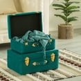 thumbnail image 3 of Decorative Tufted Velvet Suitcase Treasure Chest Set of 2, 3 of 10