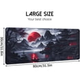 thumbnail image 2 of Large Gaming Mouse Pad, Anime Black Mousepad with Stitched Edges, Expanded Cool Desk Mat, Japanese Red Moon XL Keyboard Mat Suitable for Home Office,31.5 X 11.8 Inch, 2 of 7