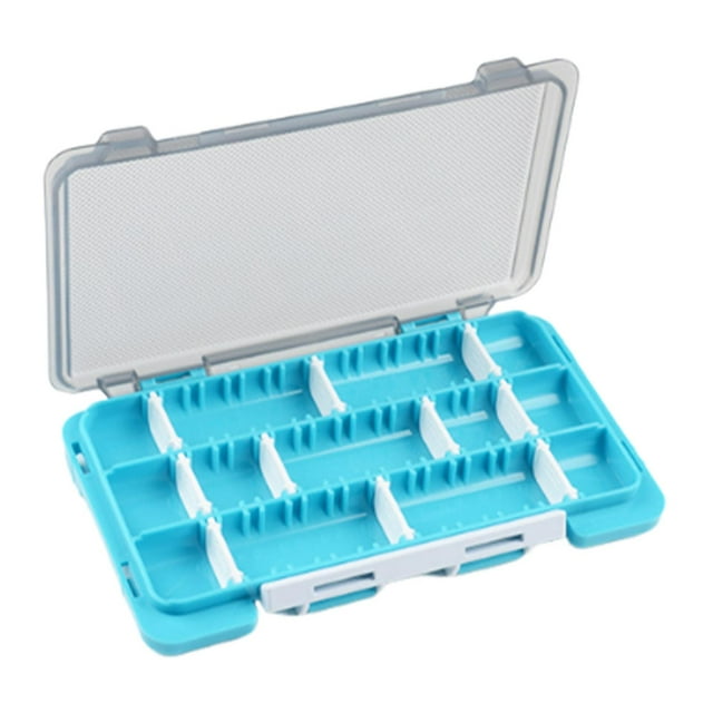Caja de Almacenamiento para Aparejos de Pesca, de Doble Cara, Compacta, con Lentejuelas, Caja para Cebos de Mosca para Llevar, Agua Dulce, Agua Salada Azul