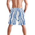 thumbnail image 3 of Dailycode Men's Quick Dry Swim Trunks Beach Shorts Casual Summer Board Shorts with Pockets, Watercolor Blue Stripes, 3 of 8