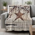 thumbnail image 2 of Texas Star Vintage Blanket Soft Cozy Warm Throw Blanket for Couch, Plush Fuzzy Flannel Fleece Blankets for Sofa, Brown Retro Berry Beige Wooden Bed Blankets Lightweight Gifts for Women, 50"x60", 2 of 9