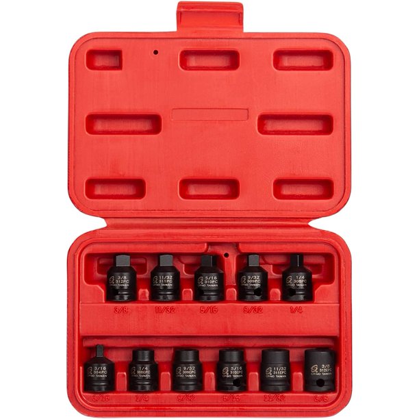 Sunex 3841, 3/8 Inch Drive Pipe Plug Socket Set, 11Piece, SAE, 7/16