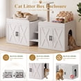 thumbnail image 4 of Cat Litter Box Enclosure for 2 Cats, 55" Hidden Litter Box Furniture with Pet Stairs,Cat Washroom with Double Large Room, Farmhouse Indoor Litter Box, White, 4 of 12