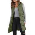 thumbnail image 4 of Baqcunre Women's Clothing, Women's Long Puffer Vest Winter Quilted Hooded Sleeveless Zip Up Long Jacket Vest Gilet Valentines Day Gifts, 1Pc Jacket Army Green L, 4 of 8