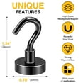 thumbnail image 2 of NAISHIER 10 Pack Magnetic Hooks, 50LBS Black Magnet Hooks Strong Neodymium Magnets with Hooks, Small Metal Magnetic Hooks for Refrigerator，Locker, Cruise, Kitchen, Cruise Ships, Office, Classroom, 2 of 7