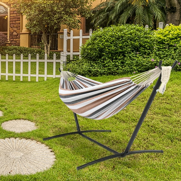 SYNGAR Double Hammock with Stand, Max 330 Lbs, Portable Hammock with Removable Steel Stand, Rope