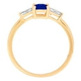 thumbnail image 2 of 0.8 ct Emerald Cut Simulated Blue Sapphire 3 Stone 14K Yellow Gold Womens Engagement Ring, 2 of 4