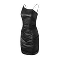 thumbnail image 2 of Douhoow Women PU Leather Stretch Bodycon Dress Black Slim Fit Cocktail Club Sleeveless Mini Dress, 2 of 7