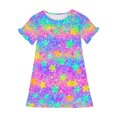 thumbnail image 4 of Zpanxa Robes d'Été pour Filles Décontractées à Manches Courtes Col Rond Imprimé Robe en Polyester Spandex Multicolore 7 Ans, 4 of 7