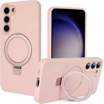 with Magnetic Invisible Stand Phone Case for Samsung Galaxy S23 6.1 inches, Silicone Compatible with Magsafe Military Grade Full Camera Protection Phone Covers for Women Men(Pink)