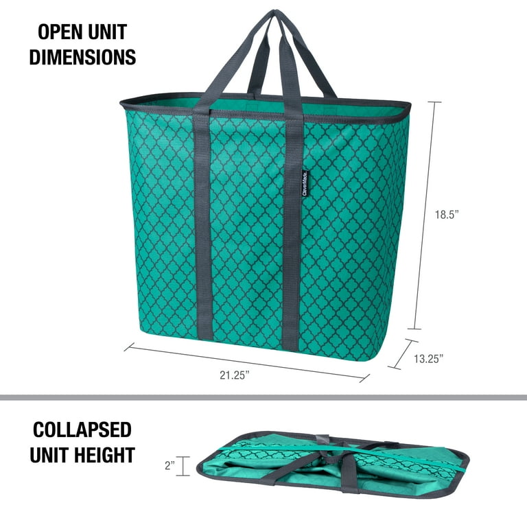 CleverMade Collapsible Fabric Laundry Hamper with Handles, Teal