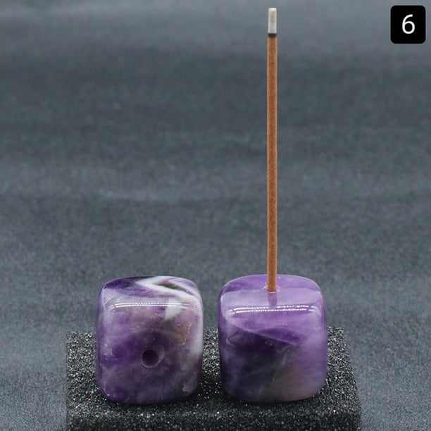 XmhyTop-A Porta incienso de piedra de cristal, paquete de 2 varillas para aromaterapia, meditación de yoga, 20 x 20 mm con orificio de 3 mm, quemador de piedra natural, S06