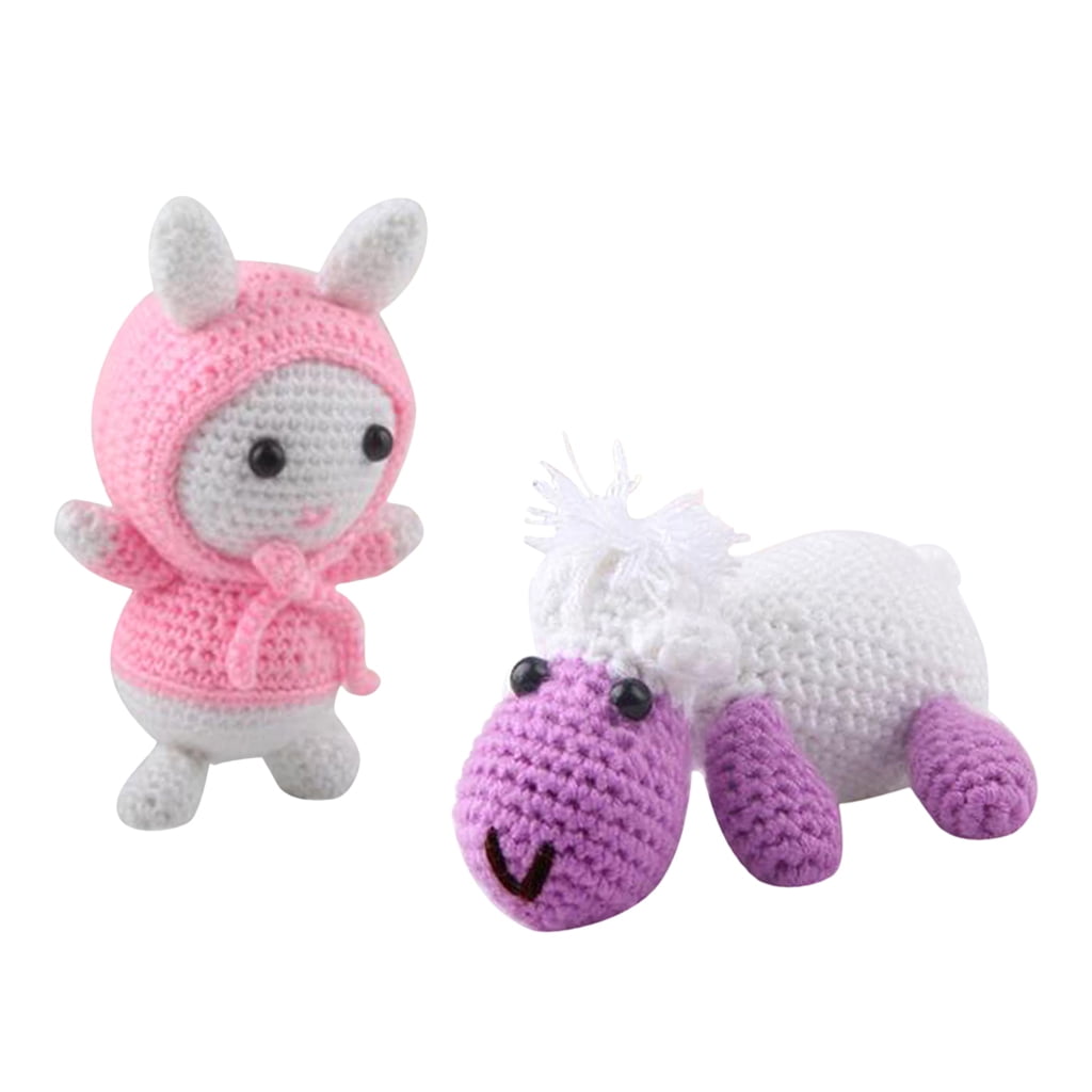 s Crochet Kit Sheep Rabbit 15cm Hand Knitting Kit DIY Cute Stuffed Doll