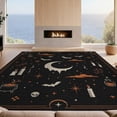thumbnail image 2 of Design&I 8'x10' Washable Area Rug Sleek Flatweave Pet Friendly Black Orange Enchanted Nighttime Celestial Design Elegant Rectangular Display for King Size Bedroom, Under Bed, 2 of 7