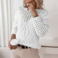 thumbnail image 5 of SGMVNU Womens Sweaters Fashion Casual Long Sleeve Knit Sweater Lightweight Color Block Pullover Sweater Top Comfy Soft Knit Pullovers White M, 5 of 9