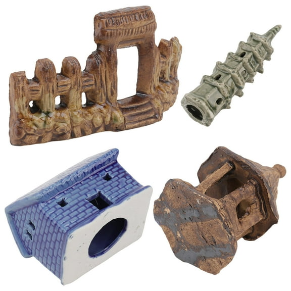 Milisten Ceramic Fish Tank Aquarium Decor 4 Pieces Assorted Color Underwater Crafts for Home Decor