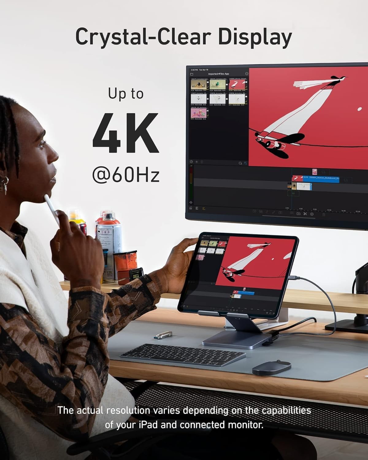 Anker , 551 USB-C Hub (8-in-1), with Foldable Tablet Stand, Dock, 4K HDMI, 2 USB-A Data Ports