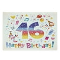 thumbnail image 1 of 16th Birthday Cutting Board, Teenage Celebration Motif Hearts Balloon Bird Box Stars Design, Decorative Tempered Glass Cutting and Serving Board, Large Size, Multicolor, by Ambesonne, 1 of 1