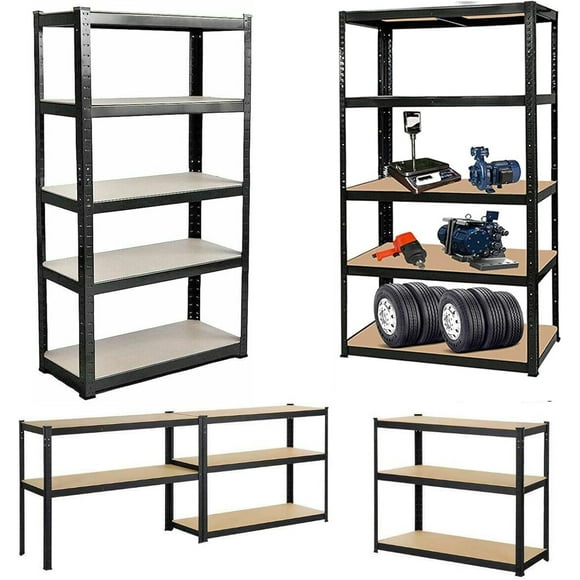 Garage Storage Shelves, 5-Tier Adjustable Metal Shelves for Storage, Shelving Unit Utility Rack Shelves for Warehouse Pantry Closet Kitchen, Organization Multipurpose Shelf 28"L x 12" D x 59" H, Black