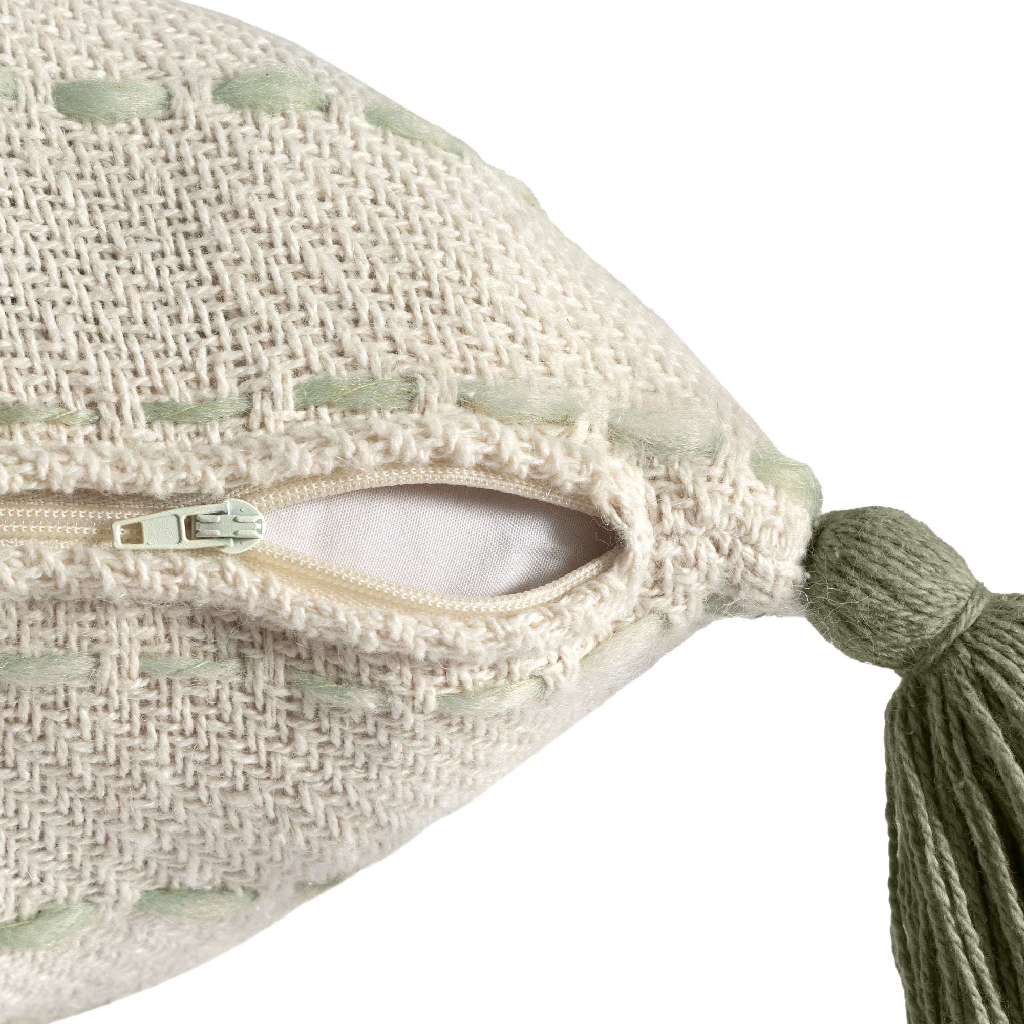Harlow Hill Melanie 20" x 20" Sage/Ivory Striped Cotton Blend Adult Decorative Throw Pillow Cover
