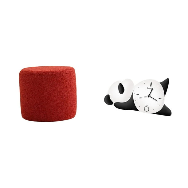 Escabel,Reposapiés pequeño,taburete otomano,sofá,taburete de té,Reposapiés Cubo Taburete Taburete para Dormitorio Baño,Reloj de pared,Reloj de pared Panda Decoración del hogar Lindo