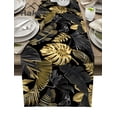 thumbnail image 2 of Golden Leaves Black Background Table Runner for Dining Table Wedding Decoration Tablecloth Home Party Decor Table Cover, 2 of 4