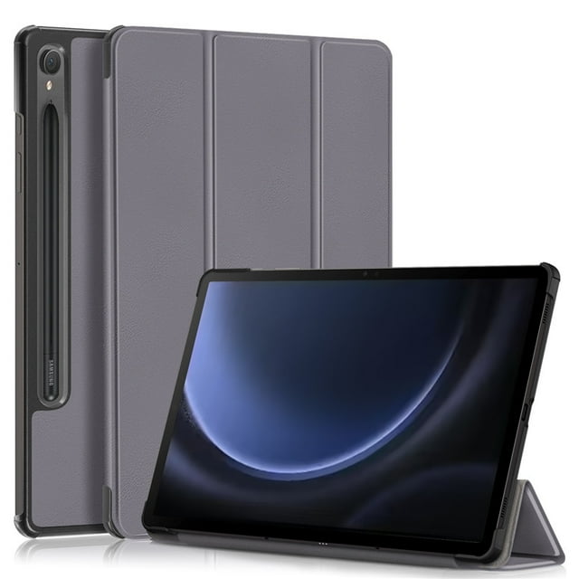 Étui pour Samsung Tab S9 FE 10,9 Pouces, Couverture Intelligente à Trois Volets, Peau Protectrice en Cuir, Housse de Tablette pour Galaxy Tab S9 FE, Étui Gris Tab S9 (11 Pouces)