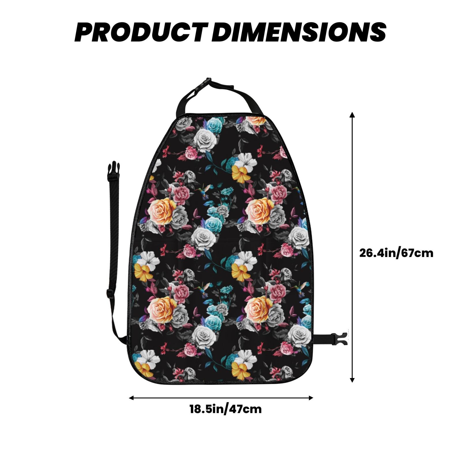 Kdxio Hibiscus Rose Print 2 Pack Car Kick Mat Seat Cover Back Protector Mat with Pockets for Organizer Backseat Protector and Storage Anti Kick Pad for Vehicles
