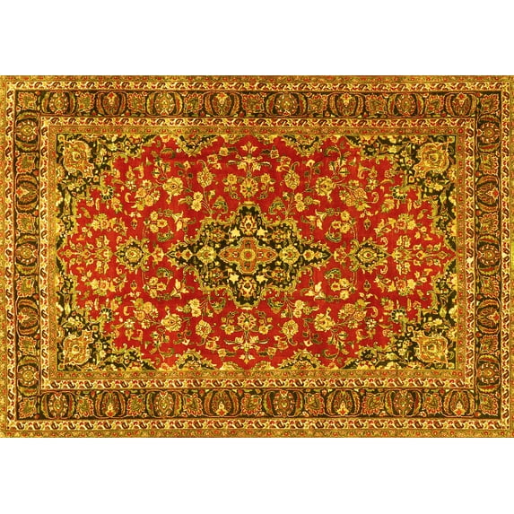 Ahgly Company Indoor Rectangle Persian Yellow Traditional Area Rugs, 2' x 3'